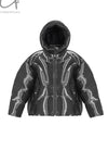 CHENPENG streamer short down jacket CP23AWJ057-A silver gray
